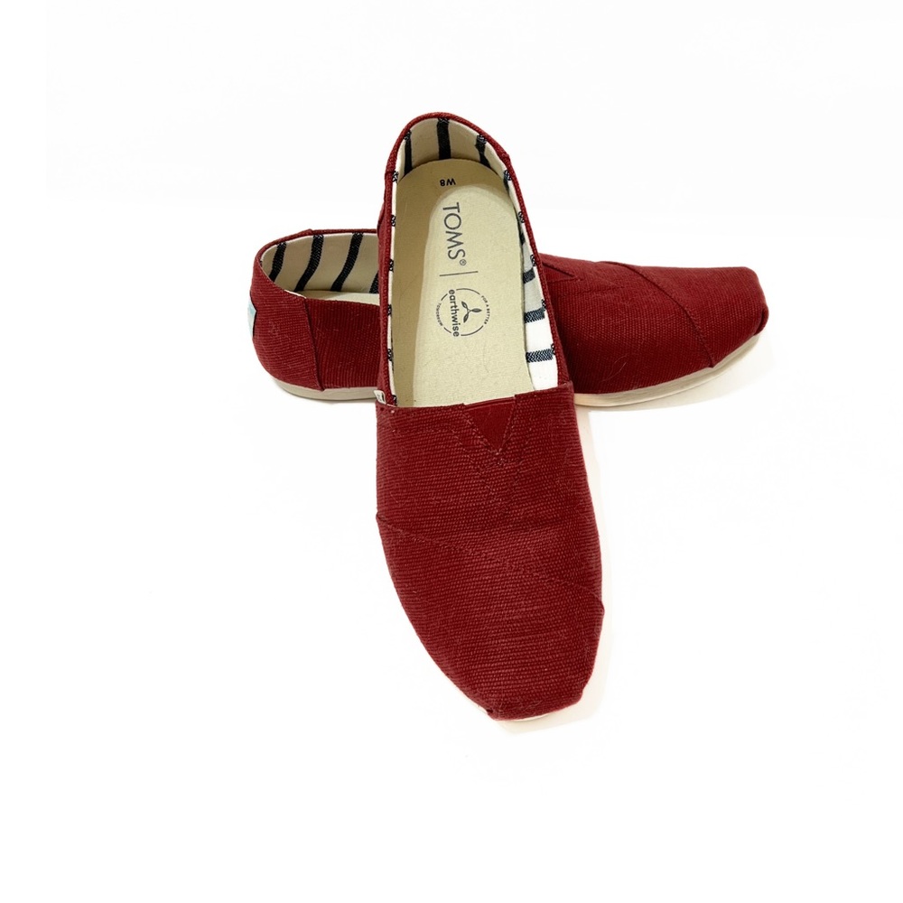 Toms Earthwise Alpargata Slip On Shoes Size 8 Black Cherry